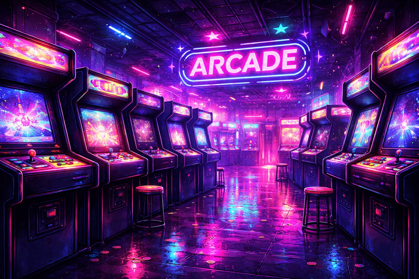 Neon arcade AI-style skin — AI card skin designer card skin example