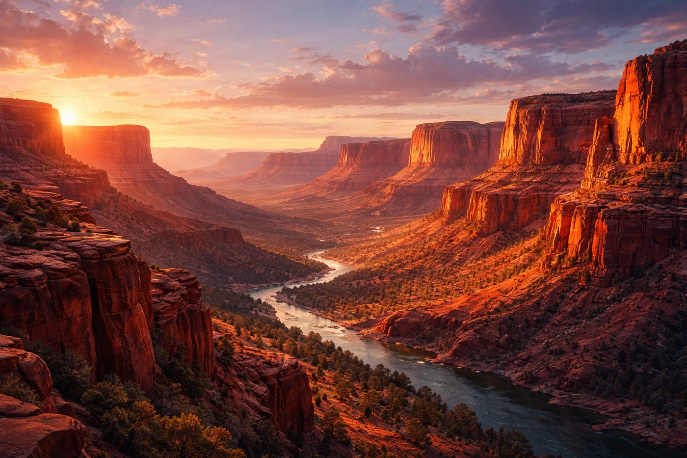 Canyon sunset AI-style skin — AI card skin designer card skin example