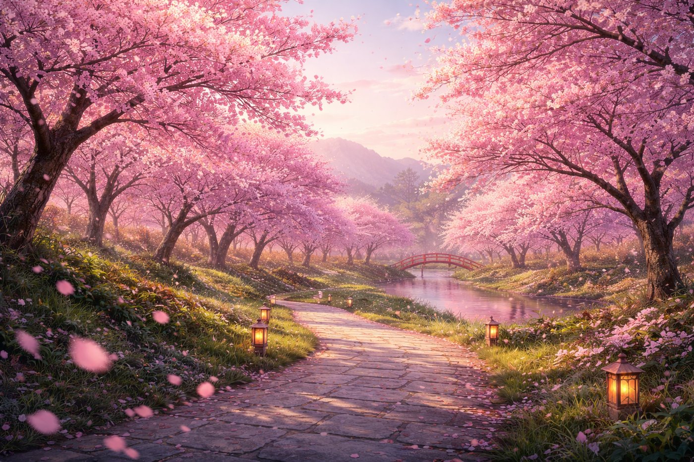 Cherry blossom AI-style skin — AI card skin designer card skin example